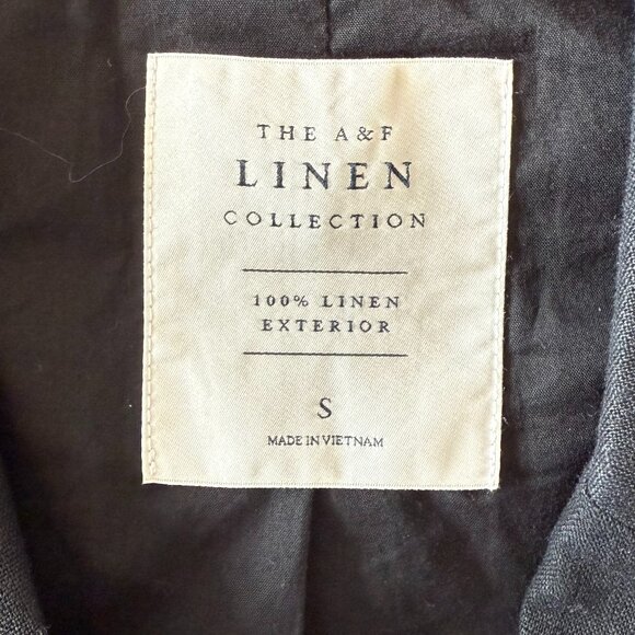 ABERCROMBIE & FITCH 100% LINEN BLACK CROPPED BLAZER Size Small - Picture 3 of 4